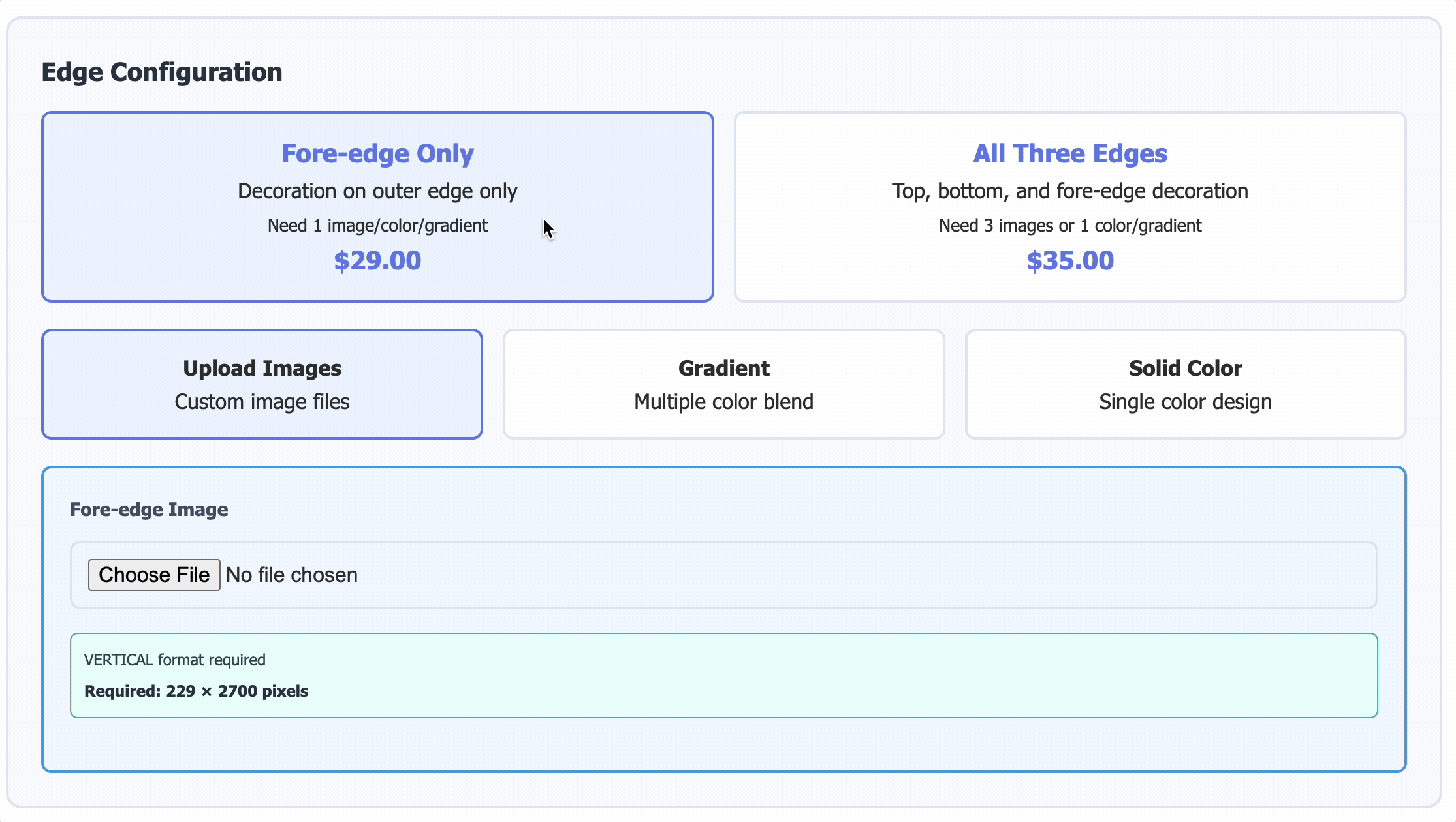 Selecting edge options