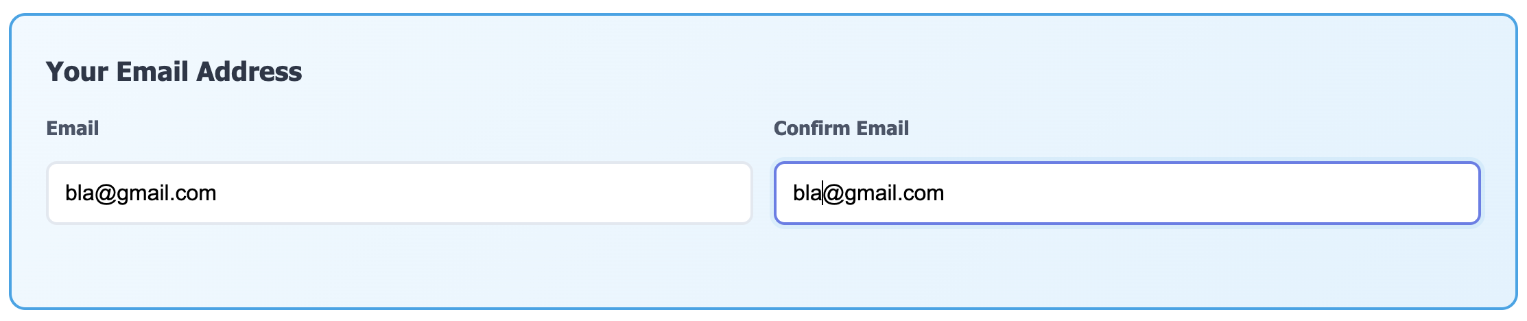 Entering email address